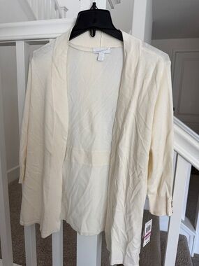 Charter Club Ivory Open-Front Lightweight Women's Cardigan